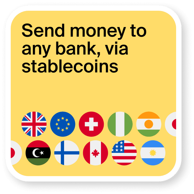 Send money to any bank, via stablecoins